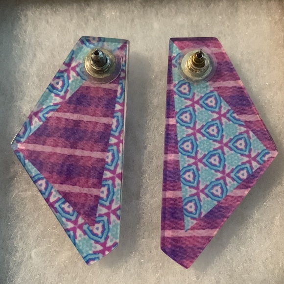 Unique asymmetrical geometric earrings - Picture 2 of 3